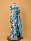 Women’s Green Silk Saree with Blue Multicolour Printed Border | Festive & Wedding Wear