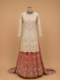 Rust | Rust embroidered sharara set with ivory kurta and dupatta - view 2 | 2