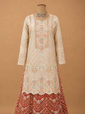 Rani Pink | Rani embroidered sharara set with ivory kurta and dupatta - view 3 | 3