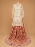 Rani Pink | Rani embroidered sharara set with ivory kurta and dupatta - view 5 | 5