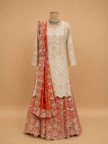 Rani Embroidered Sharara Set with Ivory Kurta & Dupatta | Festive Wedding Wear