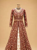 Maroon Embroidered Anarkali Suit with Dupatta | Wedding & Festive Wear