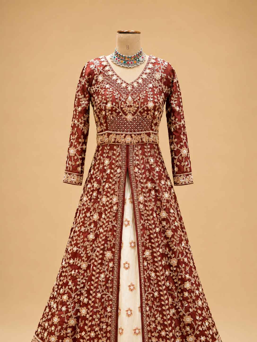 Maroon Embroidered Anarkali Suit with Dupatta | Wedding & Festive Wear