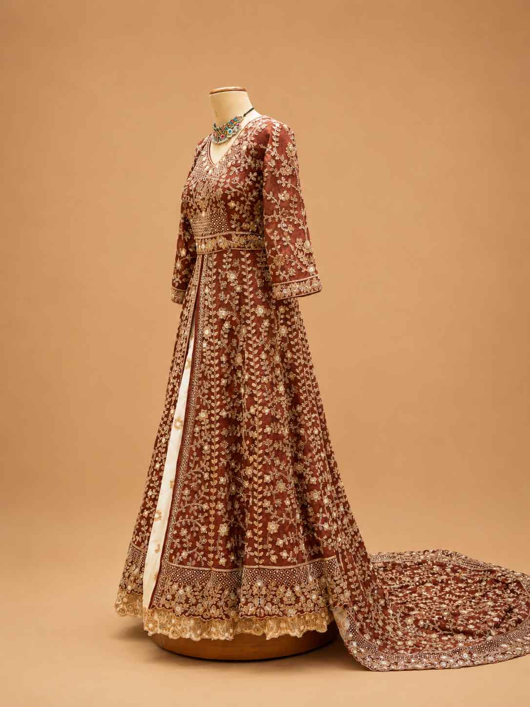 Maroon Embroidered Anarkali Suit with Dupatta | Wedding & Festive Wear
