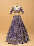 Purple Embroidered Bridal Lehenga with Gold Detailing & Dupatta | Wedding Wea