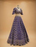 Purple Embroidered Bridal Lehenga with Gold Detailing & Dupatta | Wedding Wea
