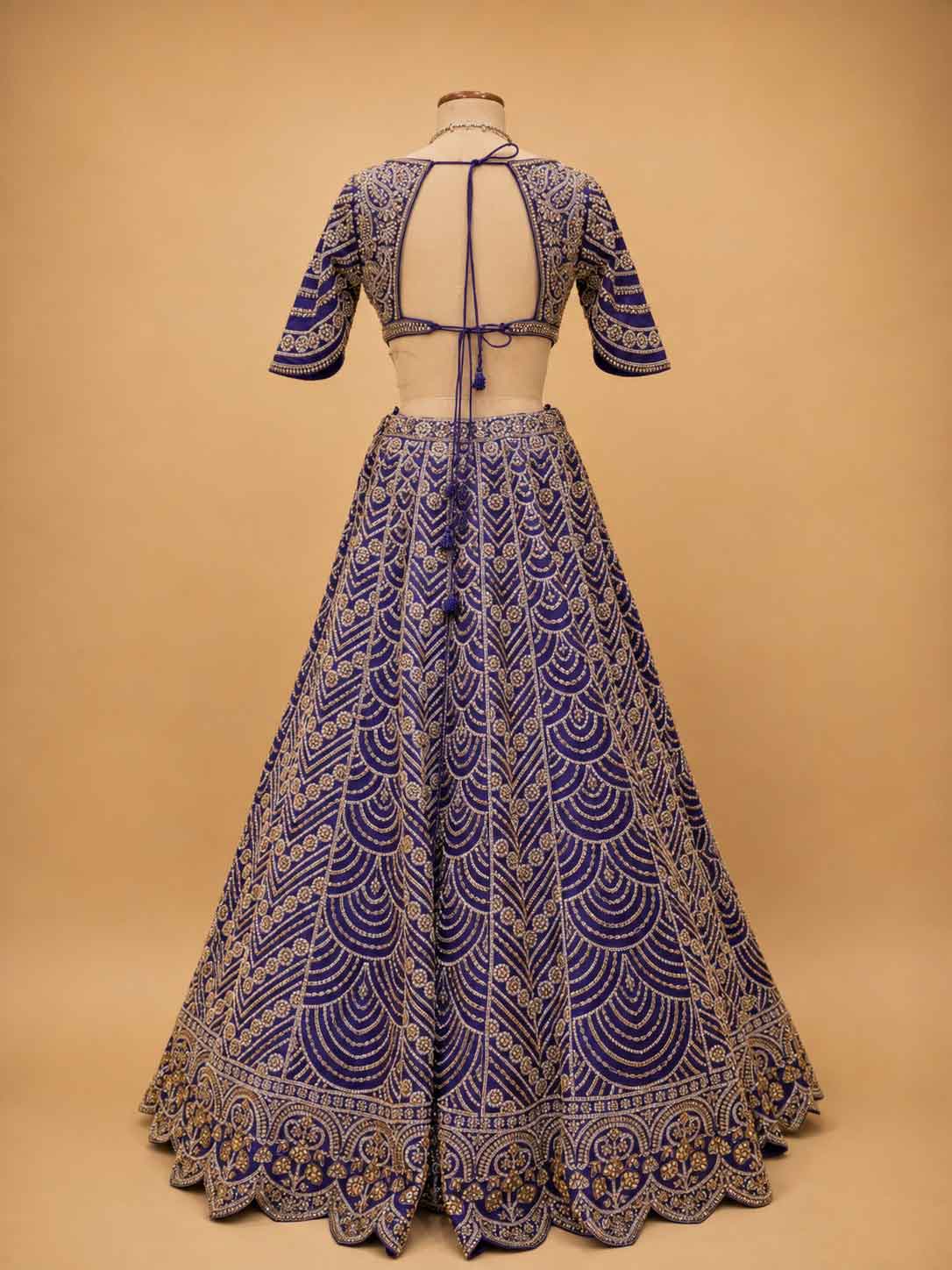 Purple Embroidered Bridal Lehenga with Gold Detailing & Dupatta | Wedding Wea