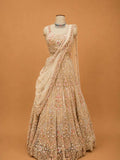 Gold Embroidered Bridal Lehenga with Floral Detailing & Dupatta | Wedding Wear