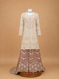 Maroon Embroidered Sharara Set with Ivory Kurta & Printed Dupatta | Wedding Wear