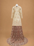 Maroon Embroidered Sharara Set with Ivory Kurta & Printed Dupatta | Wedding Wear