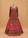 Rani Embroidered Lehenga Set with Gold Detailing & Dupatta | Bridal & Wedding Wear