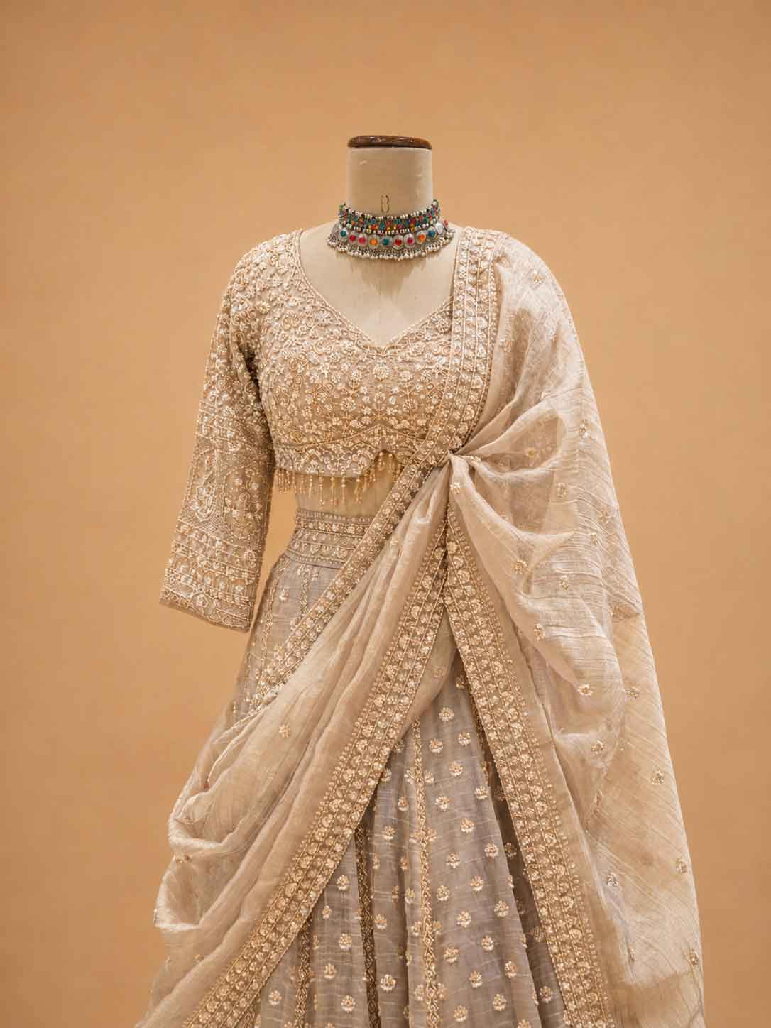 Pista Green Embroidered Lehenga with Detailed Blouse & Dupatta | Wedding Wear