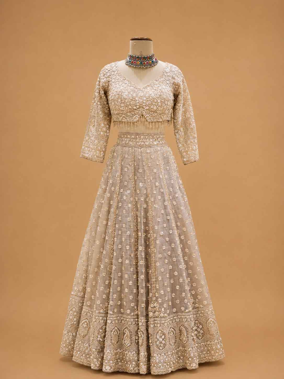 Pista Green Embroidered Lehenga with Detailed Blouse & Dupatta | Wedding Wear
