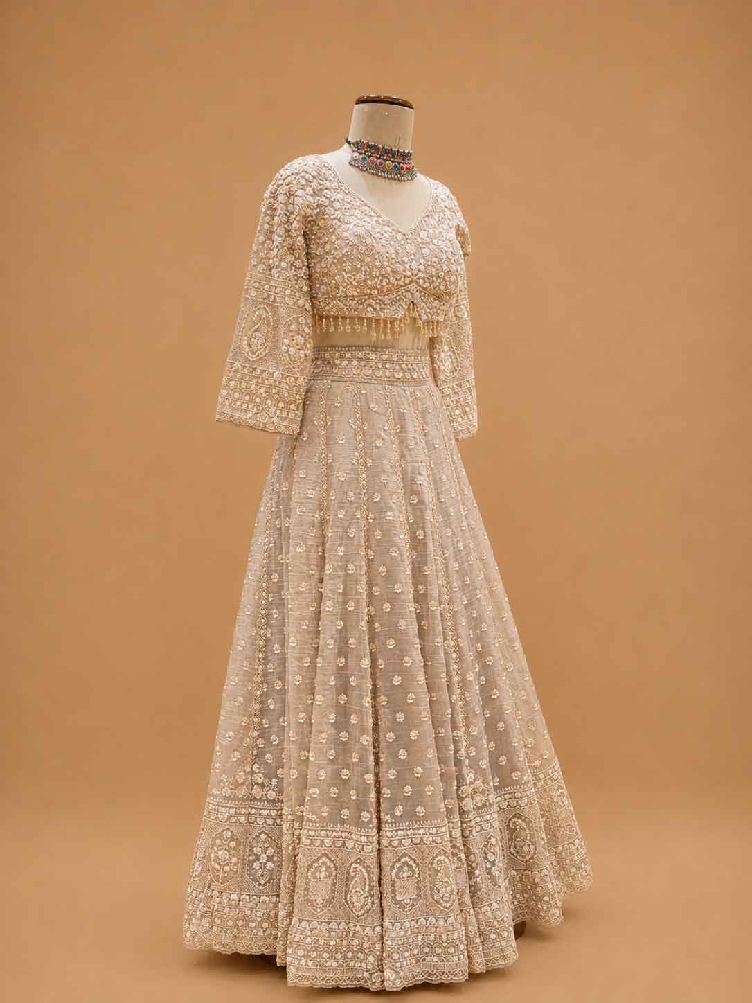 Pista Green Embroidered Lehenga with Detailed Blouse & Dupatta | Wedding Wear