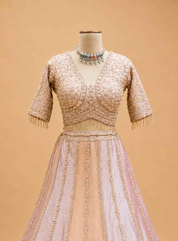 Pink Embroidered Lehenga Set with Blouse & Dupatta | Wedding & Festive Wear
