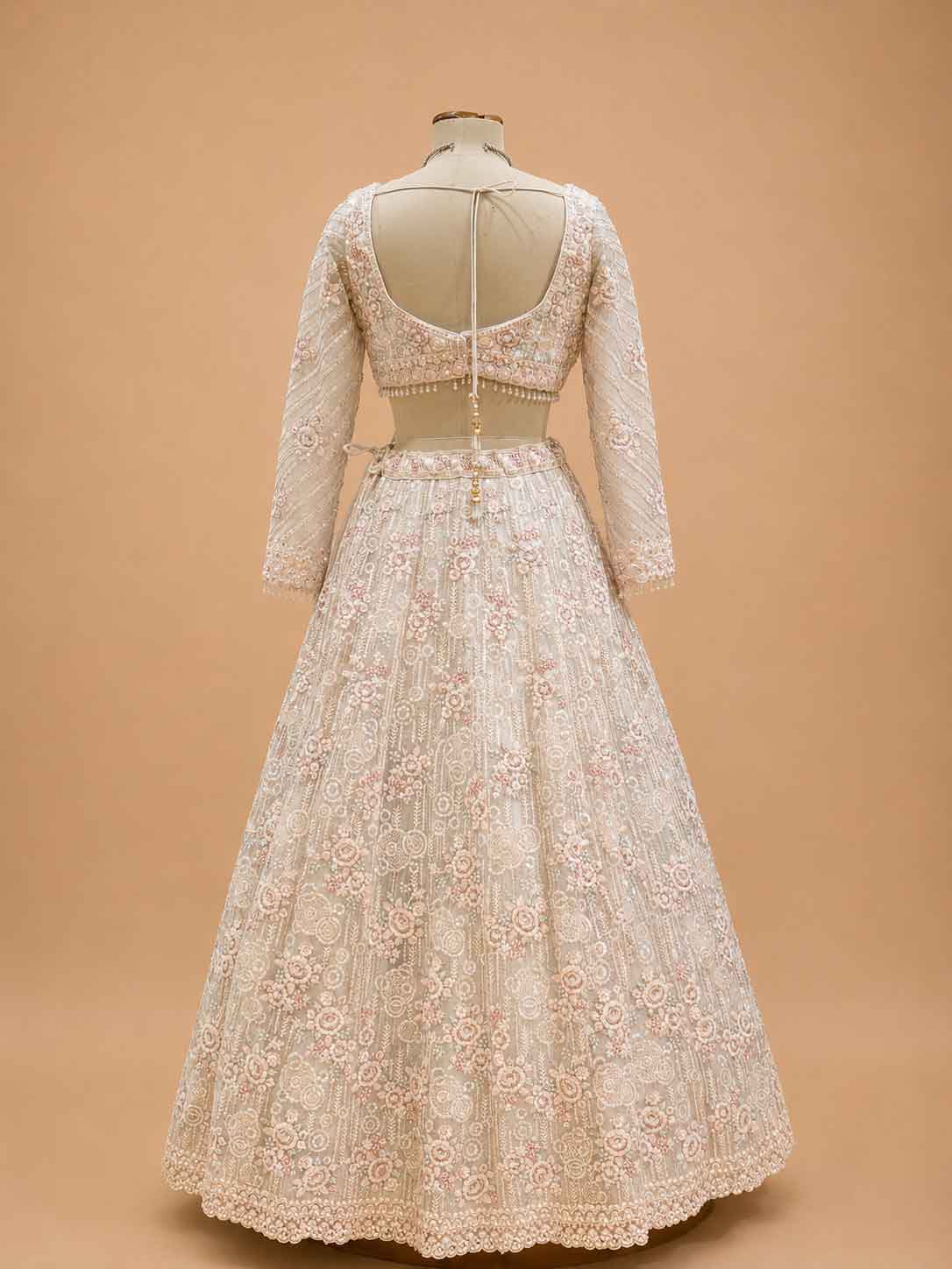 Ivory Embroidered Lehenga Set with Blouse & Dupatta | Wedding & Festive Wear