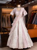 Elegant Cream Embroidered Lehenga Set with Statement Blouse | Wedding & Festive Wear