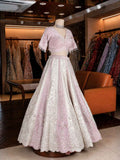 Elegant Cream Embroidered Lehenga Set with Statement Blouse | Wedding & Festive Wear