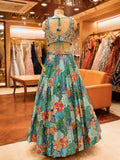 Elegant Firozi Floral Embroidered Lehenga Set with Sheer Dupatta | Festive & Wedding Wear