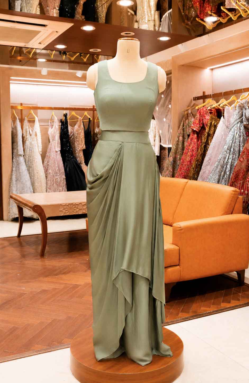 Pista Green Cape Style Sharara Set with Embroidered Neckline | Festive & Party Wear