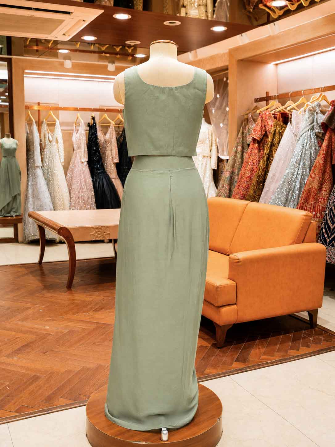 Pista Green Cape Style Sharara Set with Embroidered Neckline | Festive & Party Wear