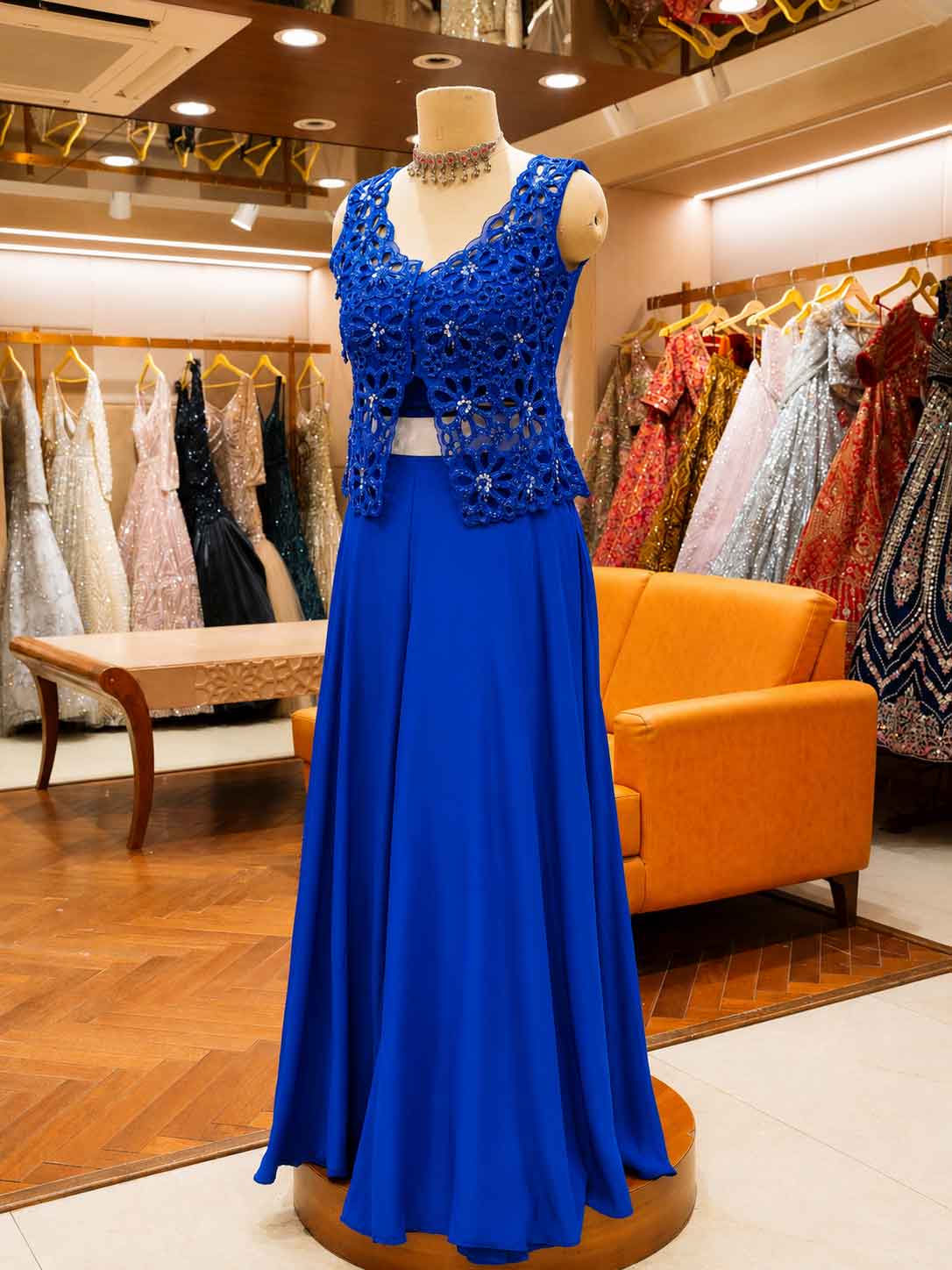 Elegant Blue Embroidered Peplum Lehenga Set for Women | Party & Festive Wear