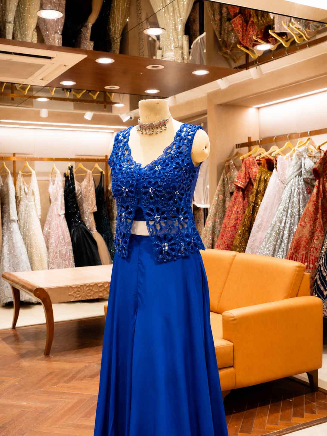 Elegant Blue Embroidered Peplum Lehenga Set for Women | Party & Festive Wear