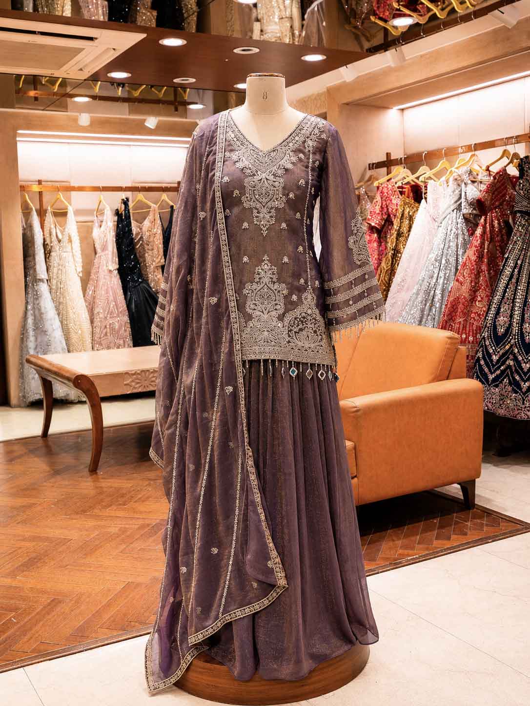 Purple Embroidered Anarkali Suit with Dupatta | Elegant Festive & Party Wear