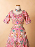 Peach Floral Embroidered Lehenga Set with Multicolor Dupatta | Festive & Party Wear