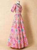 Peach Floral Embroidered Lehenga Set with Multicolor Dupatta | Festive & Party Wear
