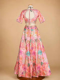 Peach Floral Embroidered Lehenga Set with Multicolor Dupatta | Festive & Party Wear