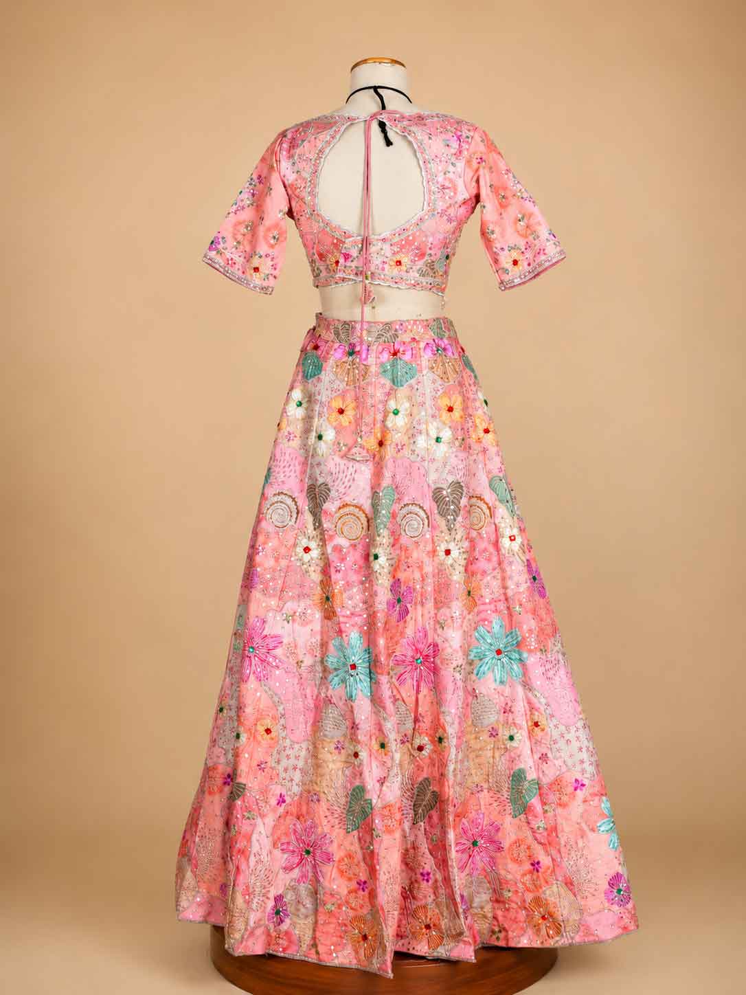 Peach Floral Embroidered Lehenga Set with Multicolor Dupatta | Festive & Party Wear