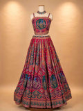 Rani Pink peacock embroidered lehenga image 3