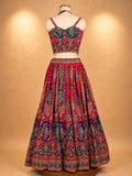 Rani Pink Designer Lehenga with Peacock Embroidery & Multicolor Dupatta | Wedding Wear