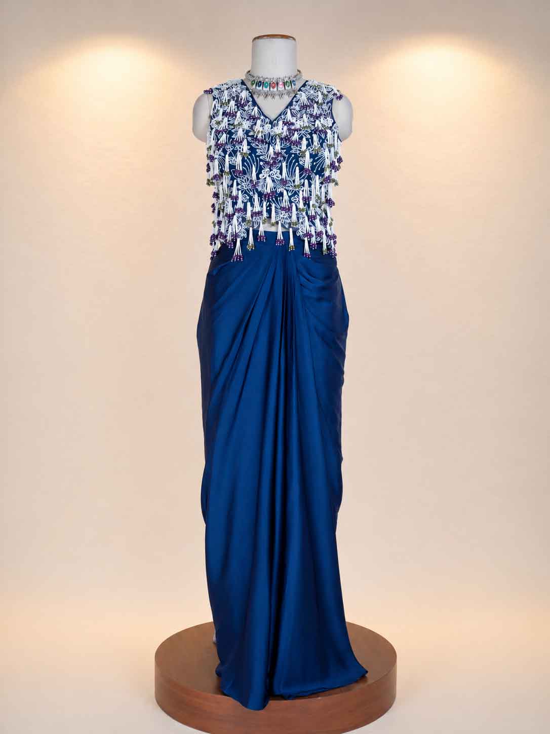 Purple Designer Saree with Embroidered Tassel Blouse | Elegant Party & Festive Wear