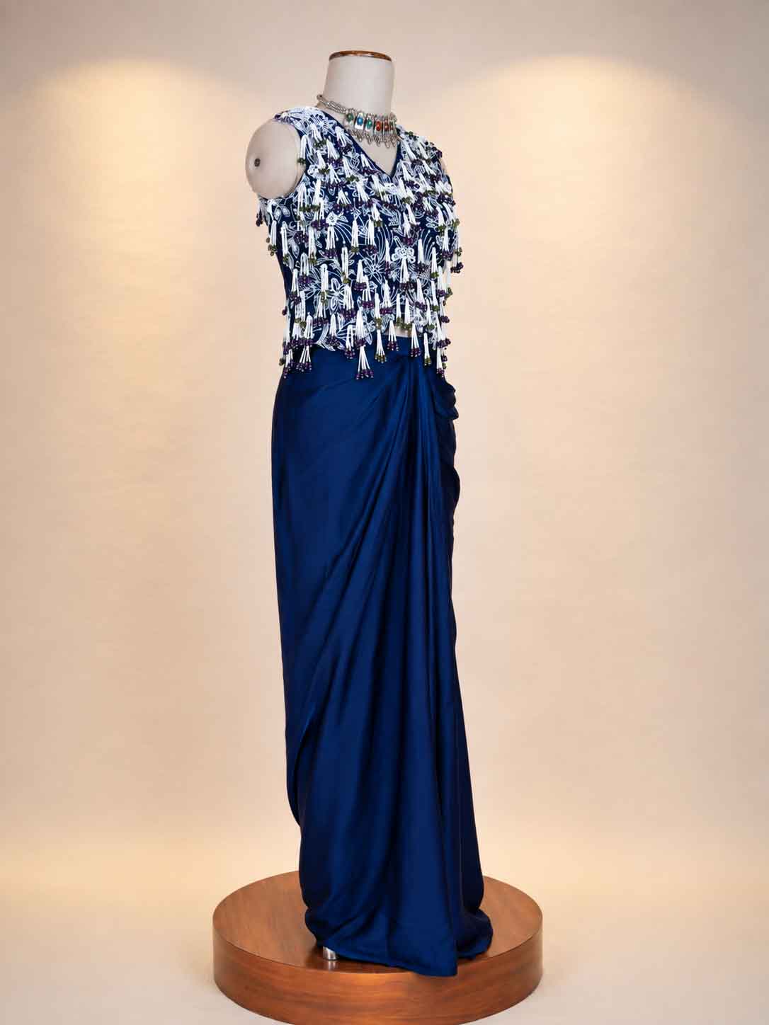 Purple Designer Saree with Embroidered Tassel Blouse | Elegant Party & Festive Wear