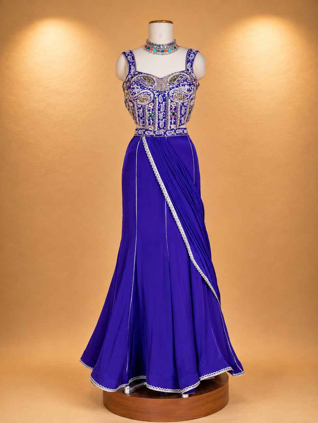 Purple Designer Anarkali Suit with Embroidered Blouse & Draped Dupatta | Festive Wear