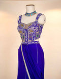 Purple Designer Anarkali Suit with Embroidered Blouse & Draped Dupatta | Festive Wear