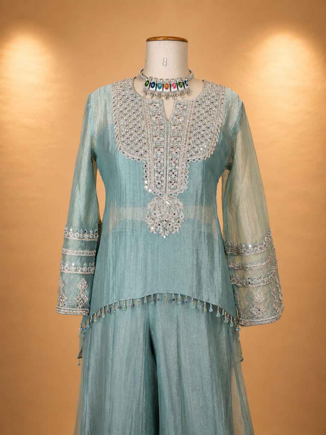"Green Straight Cut Designer Suit with Intricate Embroidery | Elegant Festive Wear for Women "
