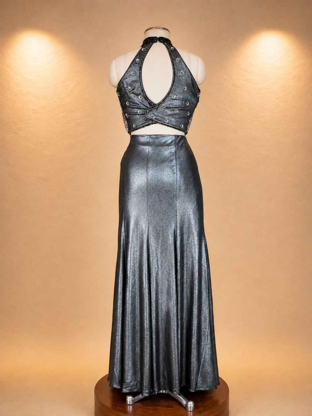 Grey Designer Saree with Sequin Embellished Blouse | Elegant Party & Evening Wear