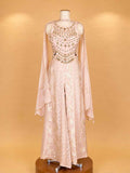 Peach Embroidered Anarkali Palazzo Suit with Dupatta | Elegant Festive Wear