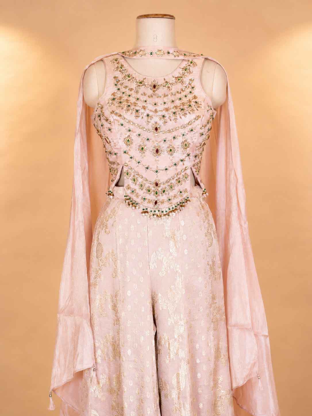 Peach Embroidered Anarkali Palazzo Suit with Dupatta | Elegant Festive Wear