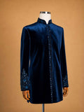 Black Designer Embroidered Velvet Sherwani Suit for Men | Luxury Wedding & Reception Wear
