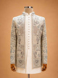 Ivory White Designer Embroidered Sherwani for Men | Luxury Wedding & Reception Wear