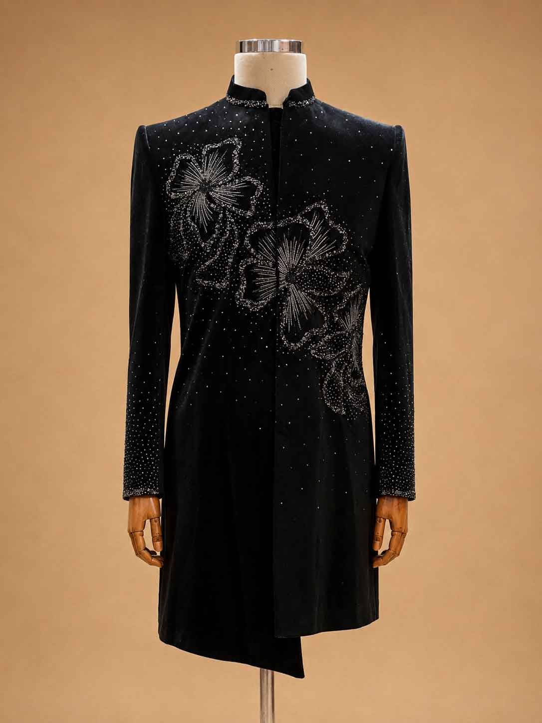 Black Designer Embroidered Sherwani for Men | Luxury Wedding & Reception Wear