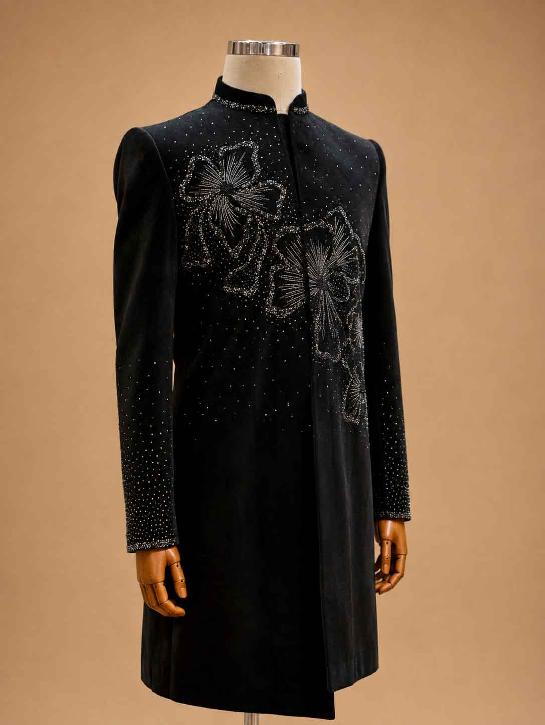 Black Designer Embroidered Sherwani for Men | Luxury Wedding & Reception Wear