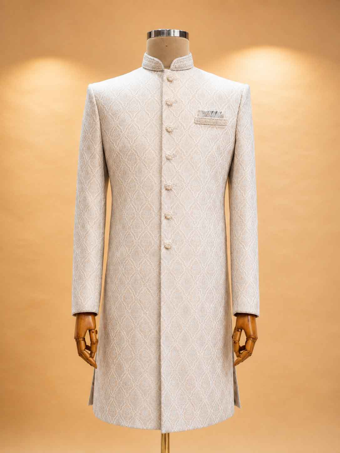 Aqua Embroidered Sherwani with Matching Trousers | Elegant Wedding & Festive Wear