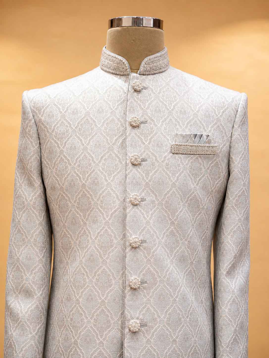 Aqua Embroidered Sherwani with Matching Trousers | Elegant Wedding & Festive Wear