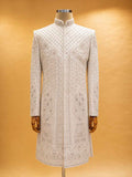 Cream Embroidered Sherwani Set for Men | Luxury Wedding & Festive Wear