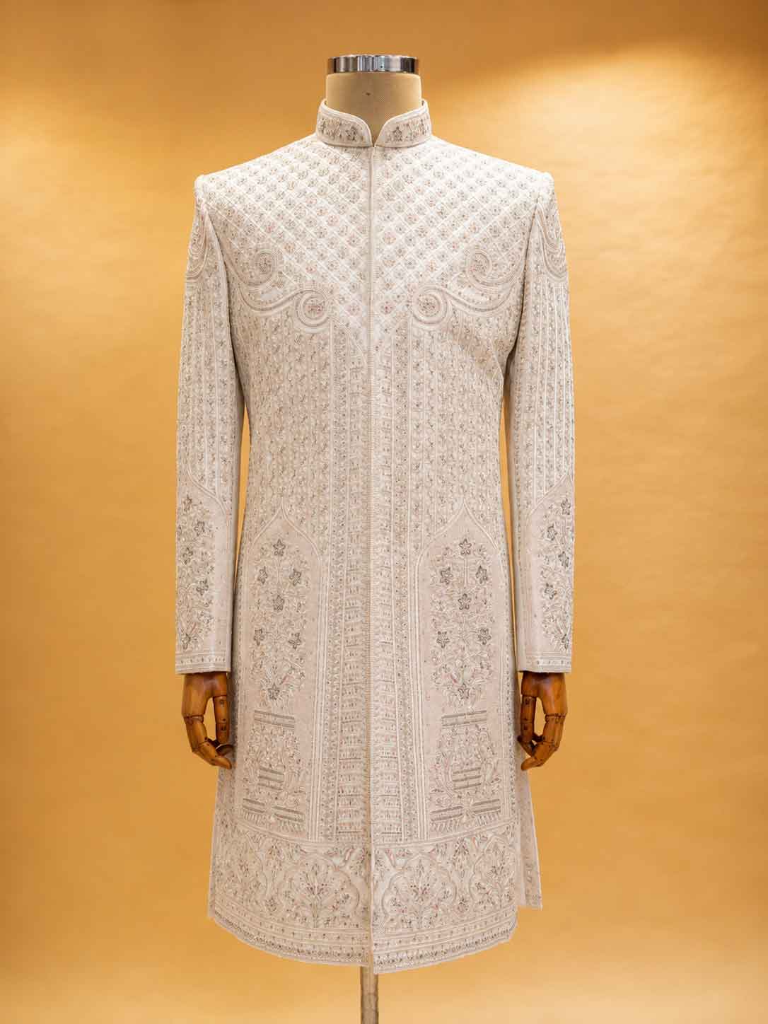 Cream Embroidered Sherwani Set for Men | Luxury Wedding & Festive Wear